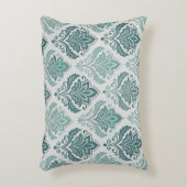 Modern Teal Nordic Damask アクセントクッション (正面(垂直))