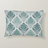 Modern Teal Nordic Damask アクセントクッション (裏面)