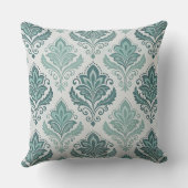 Modern Teal Nordic Damask クッション (裏面)