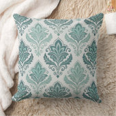 Modern Teal Nordic Damask クッション (ブランケット)