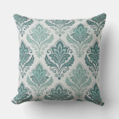 Modern Teal Nordic Damask クッション (正面)