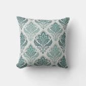 Modern Teal Nordic Damask クッション (正面)