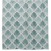 Modern Teal Nordic Damask シャワーカーテン (正面)