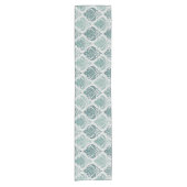 Modern Teal Nordic Damask ショートテーブルランナー (正面)