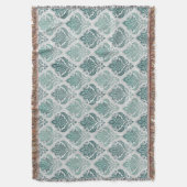 Modern Teal Nordic Damask スローブランケット (正面縦)