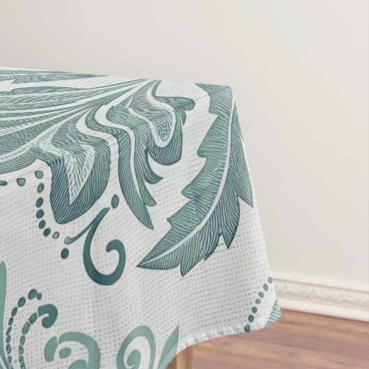 Modern Teal Nordic Damask テーブルクロス (インサイチュ)