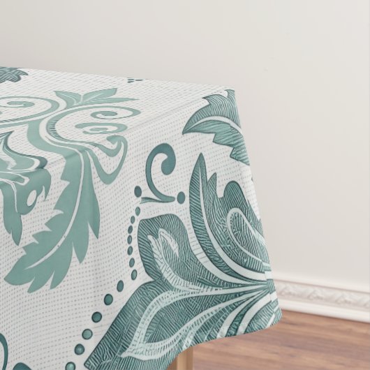 Modern Teal Nordic Damask テーブルクロス (インサイチュ)