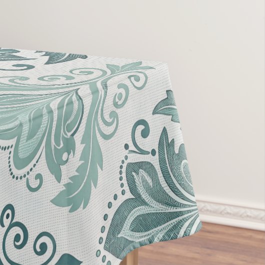 Modern Teal Nordic Damask テーブルクロス (インサイチュ)