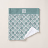 Modern Teal Nordic Damask バスタオルセット (ウォッシュタオル)