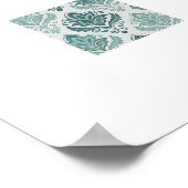 Modern Teal Nordic Damask ポスター (角)