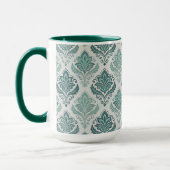 Modern Teal Nordic Damask マグカップ (左)