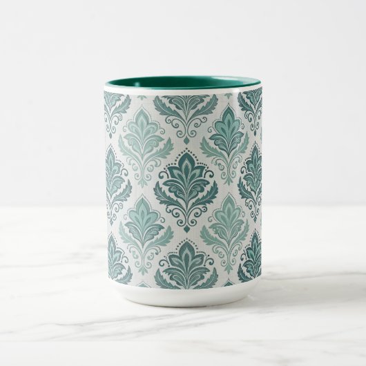 Modern Teal Nordic Damask マグカップ (中央)