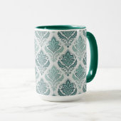 Modern Teal Nordic Damask マグカップ (正面右)