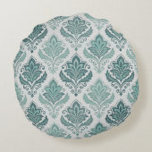 Modern Teal Nordic Damask ラウンドクッション (裏面)
