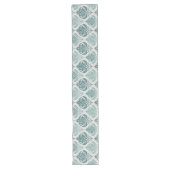 Modern Teal Nordic Damask ロングテーブルランナー (正面)