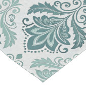 Modern Teal Nordic Damask ロングテーブルランナー (コーナー)