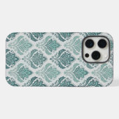 Modern Teal Nordic Damask iPhoneケース (裏面横)