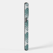 Modern Teal Nordic Damask iPhoneケース (右側面)