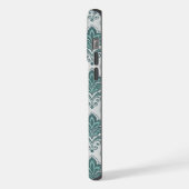 Modern Teal Nordic Damask iPhoneケース (左側面)