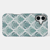Modern Teal Nordic Damask iPhoneケース (裏面横)