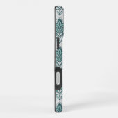 Modern Teal Nordic Damask iPhoneケース (右側面)