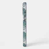 Modern Teal Nordic Damask iPhoneケース (左側面)