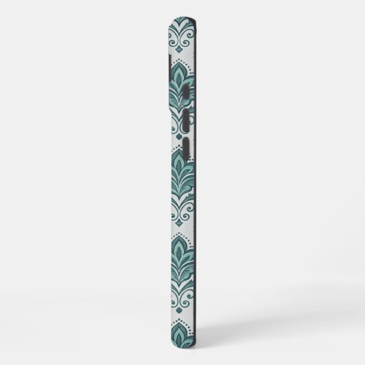 Modern Teal Nordic Damask iPhoneケース (左側面)