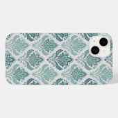 Modern Teal Nordic Damask iPhoneケース (裏面横)