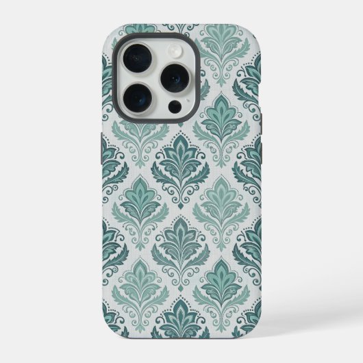 Modern Teal Nordic Damask iPhoneケース (裏面)