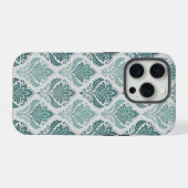 Modern Teal Nordic Damask iPhoneケース (裏面横)