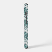 Modern Teal Nordic Damask iPhoneケース (左側面)