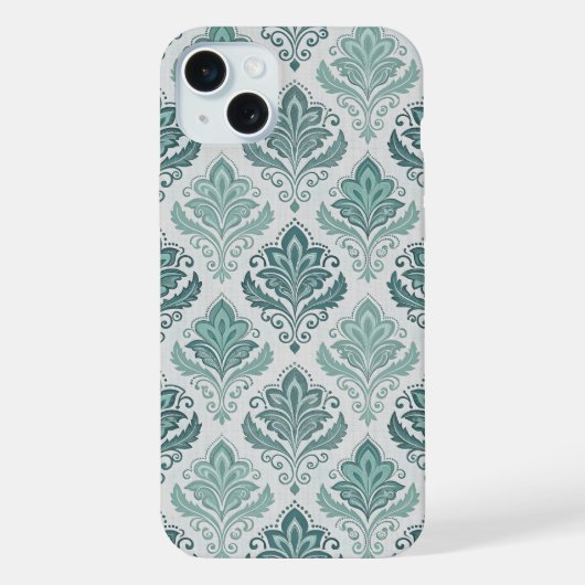 Modern Teal Nordic Damask iPhoneケース (裏面)