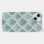 Modern Teal Nordic Damask iPhoneケース (裏面横)