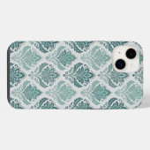 Modern Teal Nordic Damask iPhoneケース (裏面横)