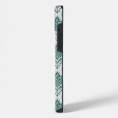Modern Teal Nordic Damask iPhoneケース (左側面)