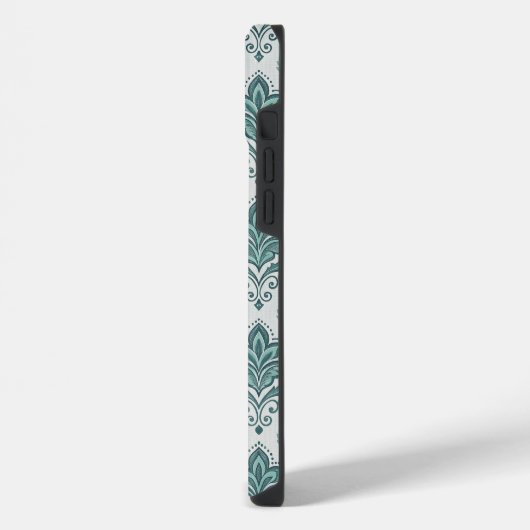 Modern Teal Nordic Damask iPhoneケース (左側面)