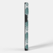 Modern Teal Nordic Damask iPhoneケース (右側面)