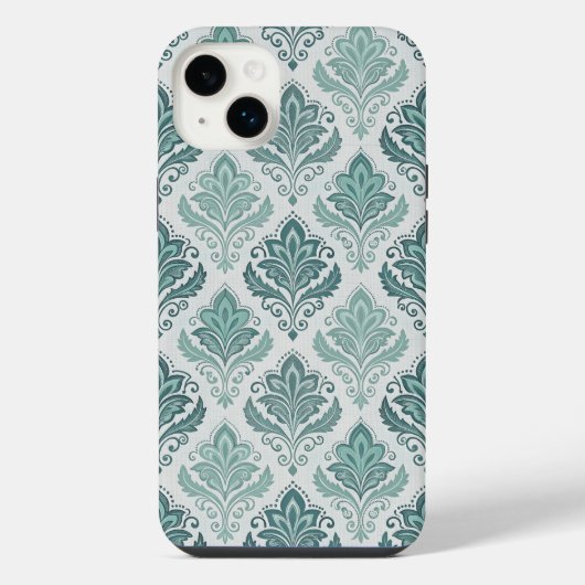 Modern Teal Nordic Damask iPhoneケース (裏面)