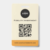 Modern Teal & Peach Abstract Professional Employee バッジ (裏面)