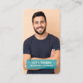 Modern Teal Photo QR Code Connect With Me 名刺 (正面)