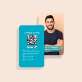 Modern Teal Photo QR Code Connect With Me 名刺