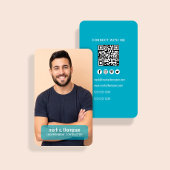Modern Teal Photo QR Code Connect With Me 名刺