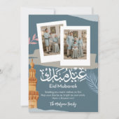 Modern Teal Polaroid Photo Eid Mubarak Card シーズンカード (正面)