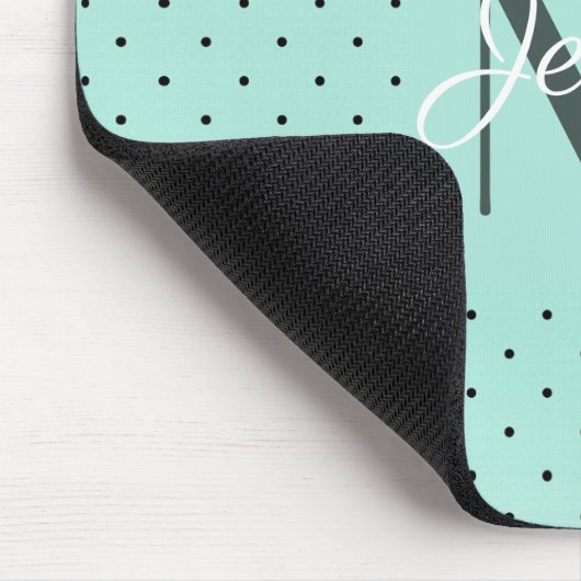 Modern Teal Polka Dot and Monogram マウスパッド (コーナー)