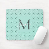 Modern Teal Polka Dot and Monogram マウスパッド (マウス)