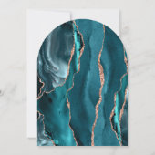 Modern Teal Rose Gold Agate Dark Arch Wedding 招待状 (裏面)