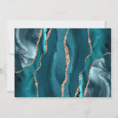 Modern Teal Rose Gold Agate Horizontal Wedding 招待状 (裏面)