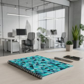 Modern Teal Turquoise Geometric Triangles Pattern ノートブック