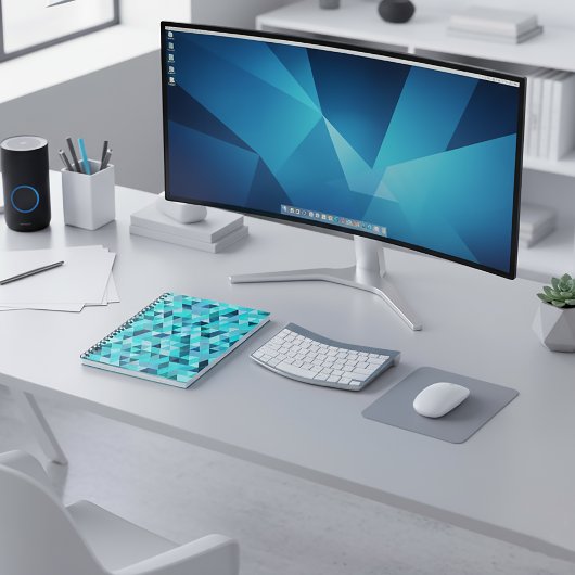 Modern Teal Turquoise Geometric Triangles Pattern ノートブック