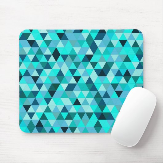Modern Teal Turquoise Geometric Triangles Pattern マウスパッド (マウス)